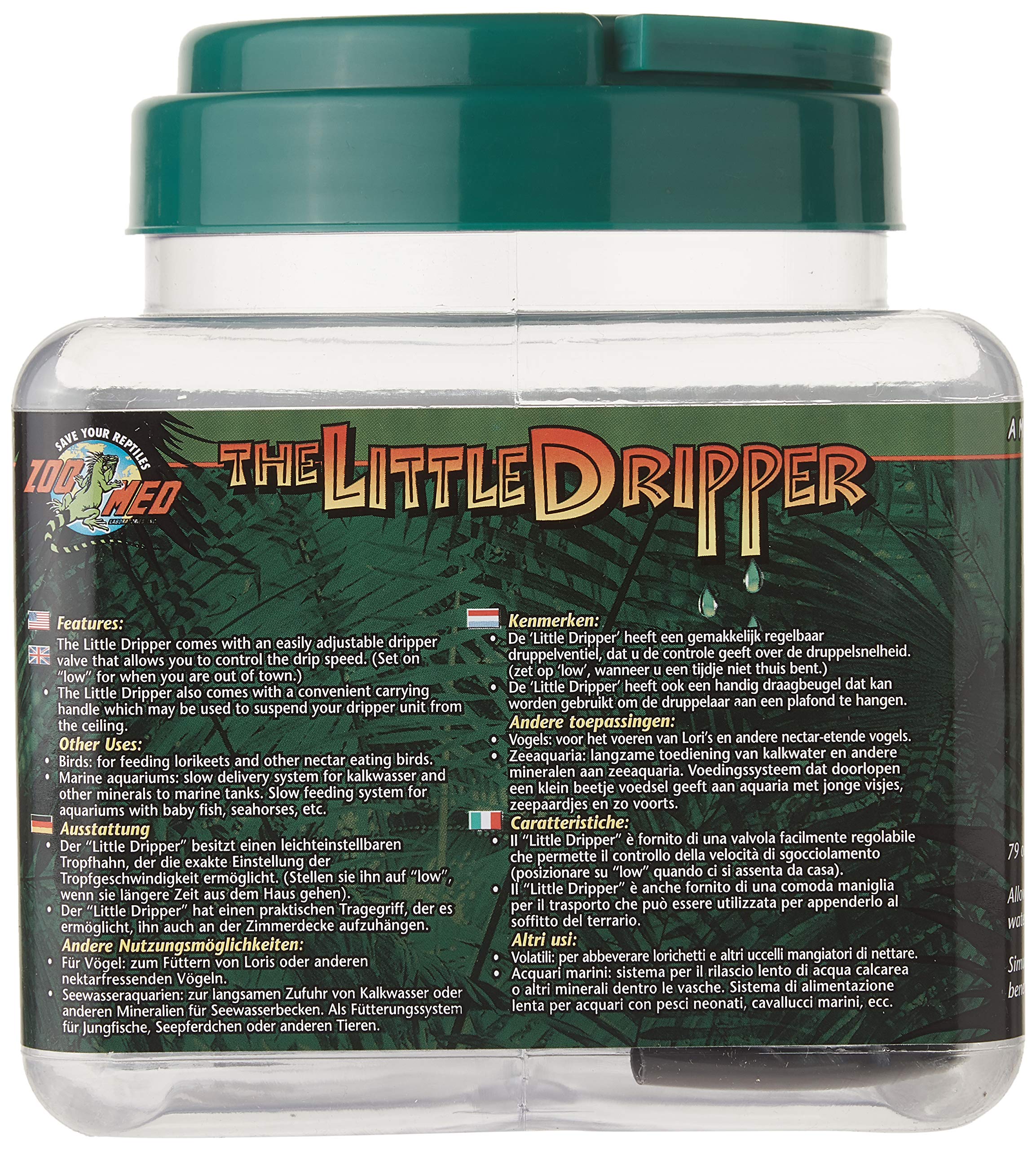 Zoo Med Little Dripper: diseño fabricado en Estados Unidos para fiabilidad.