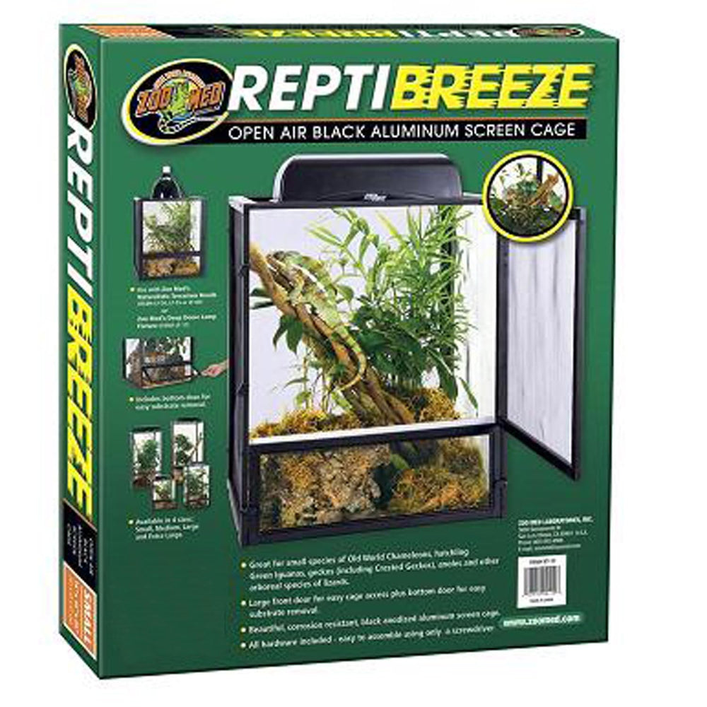 Zoo Med Reptibreeze, puerta frontal amplia para acceso sencillo y manejo del hábitat.