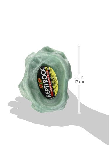 Zoo Med Reptile Rock cuenco de agua mediano negro, superficie lisa facilita limpieza