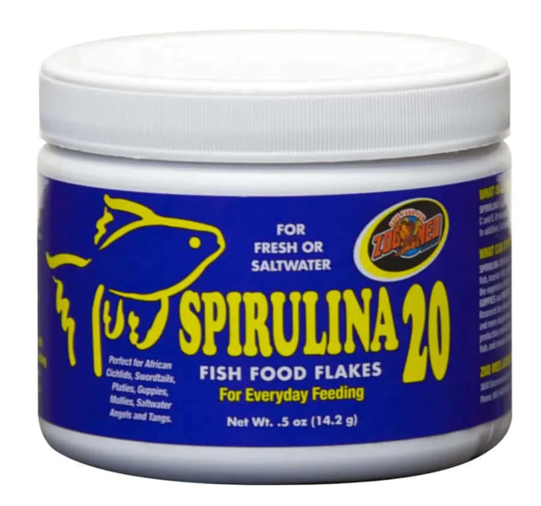 Copos de Spirulina de Zoo Med, textura suave para alimentación diaria