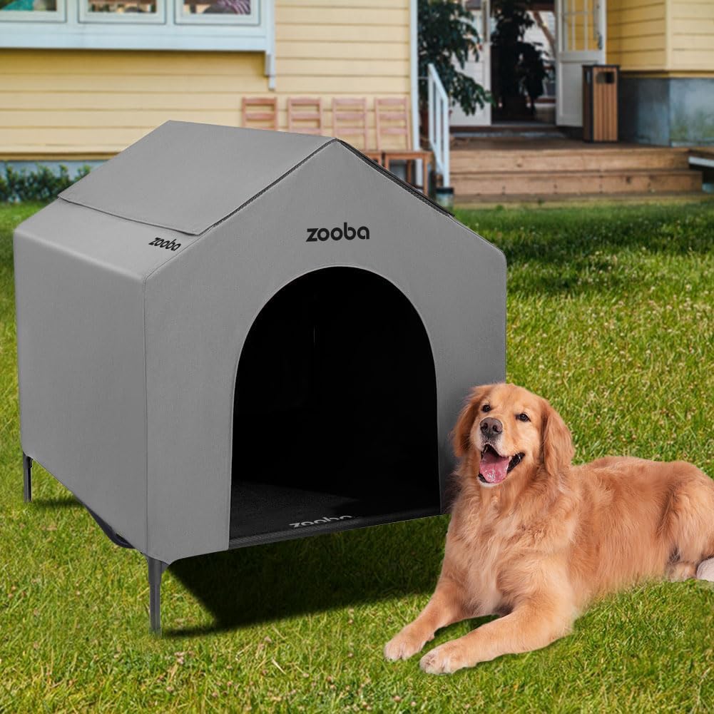 Zooba casa exterior para perros grandes, amplio refugio para descanso seguro