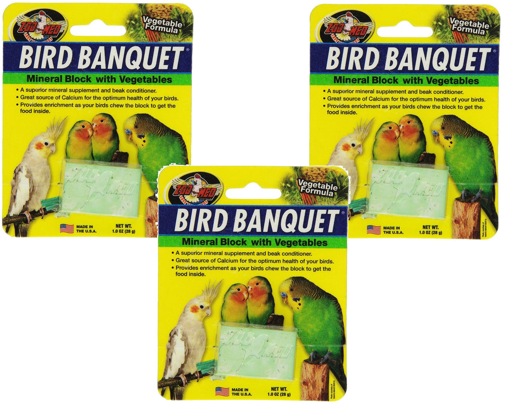 Zoo Med Bird Banquet bloque mineral vegetal pequeño para aves, promueve enriquecimiento al masticar