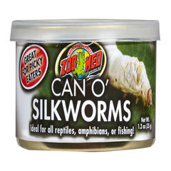 Zoo Med Can O' Silkworms para dragón barbudo, paquete de 1-2 oz, fuente proteica conveniente.