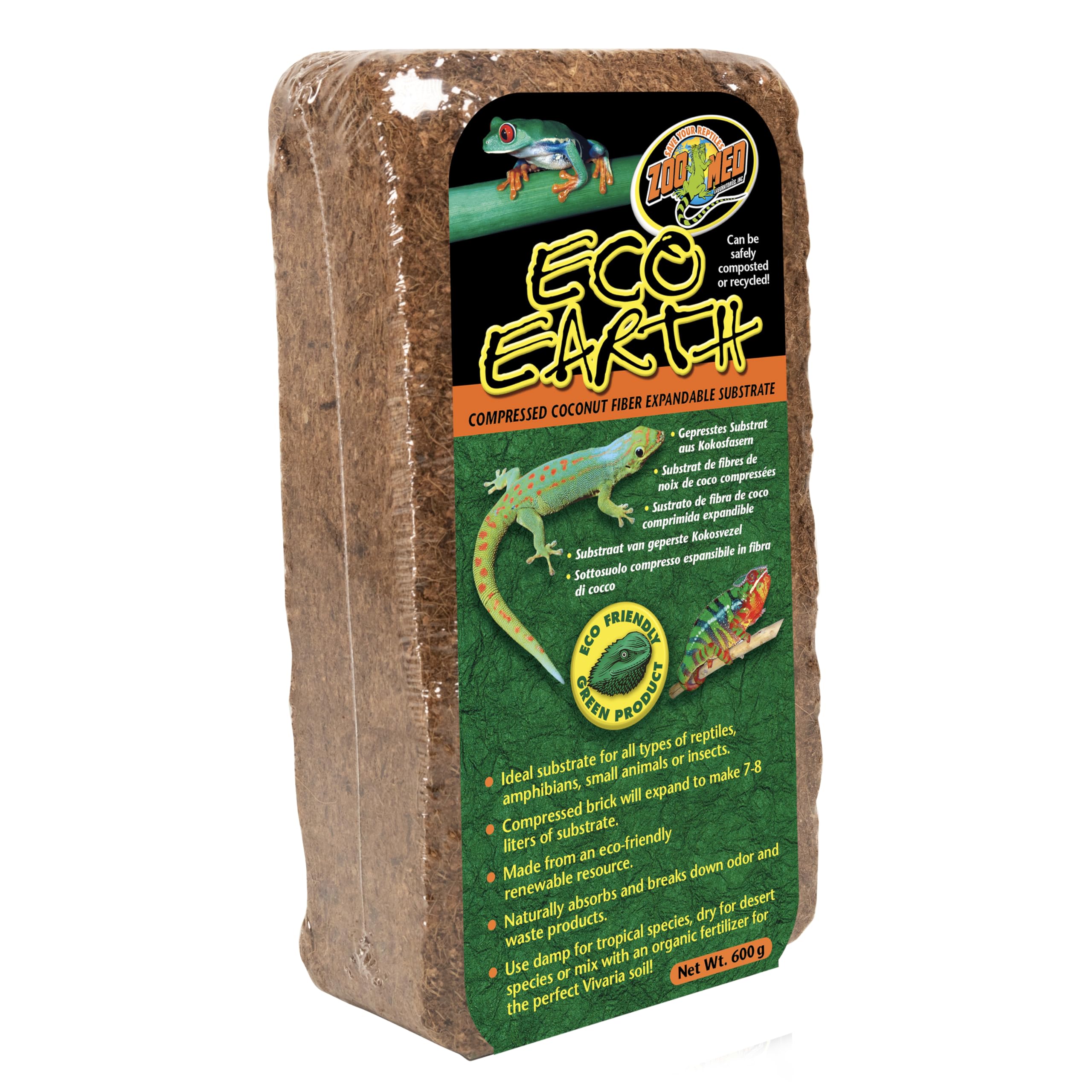 Zoo Med Eco Earth bloque coco compactado, expansión fácil que rinde mucho sustrato.