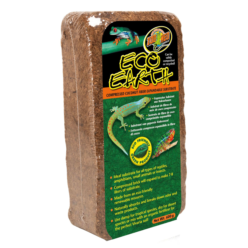 Zoo Med Eco Earth bloque coco compactado, expansión fácil que rinde mucho sustrato.