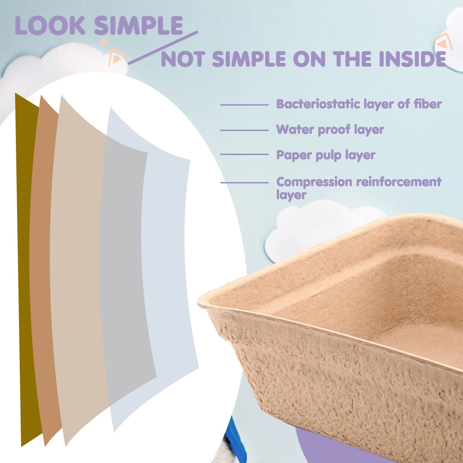 Zopeal caja-arena-desechable-apilable-y-ligera, fácil de almacenar.