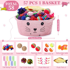 Conjunto de juguetes Zopeal para gatos, 58 piezas coloridas para juego interactivo.
