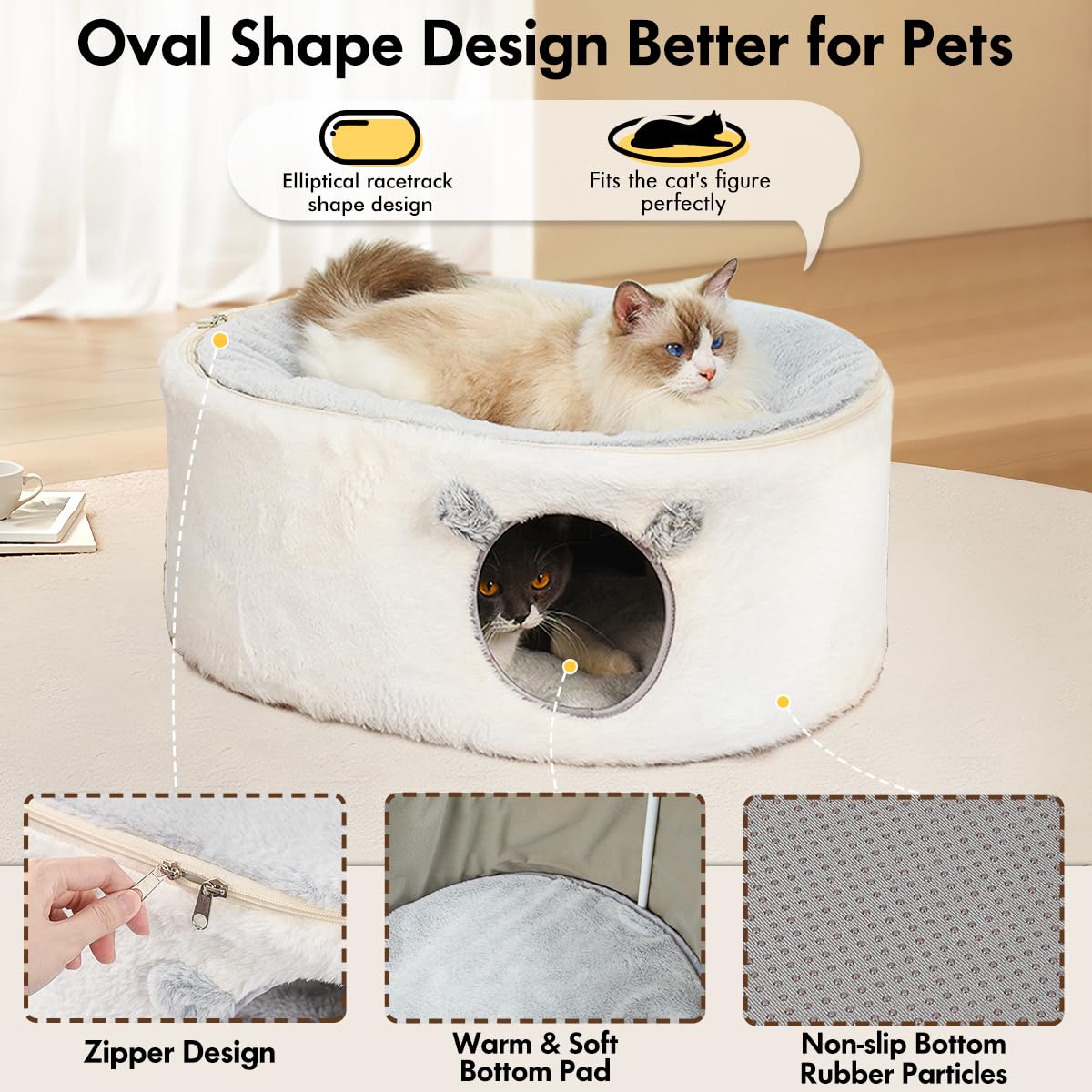 Zoratoo Cama Gato Base Antideslizante: evita movimientos durante el descanso