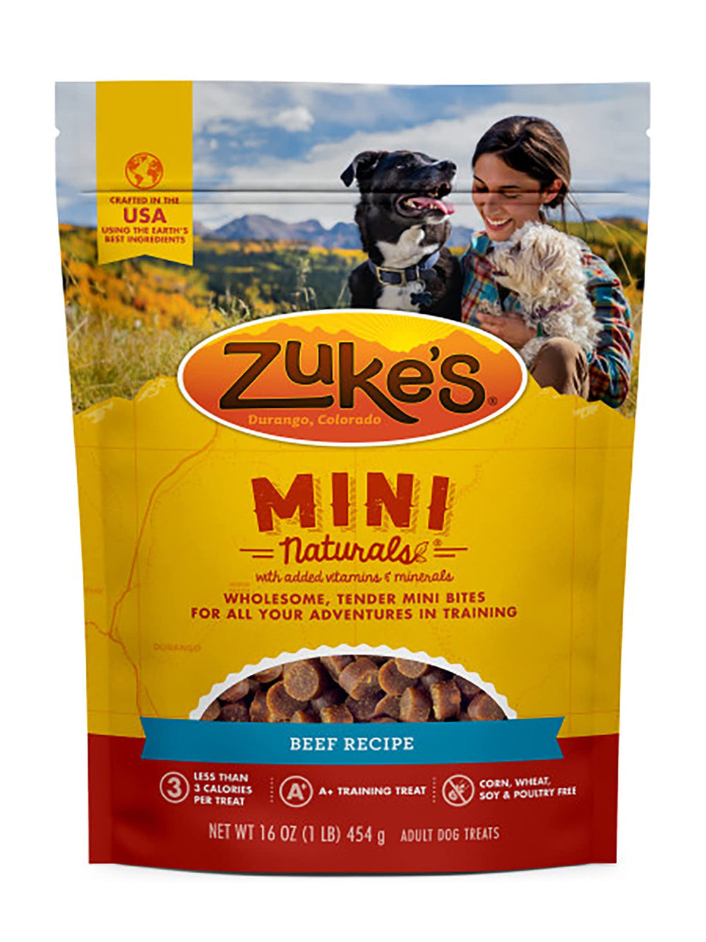 Zuke's Mini Naturals con carne real como primer ingrediente.