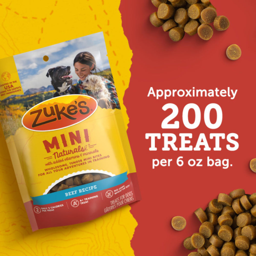 Zuke's Mini Naturals hechos en EE. UU., ingredientes de la Tierra.