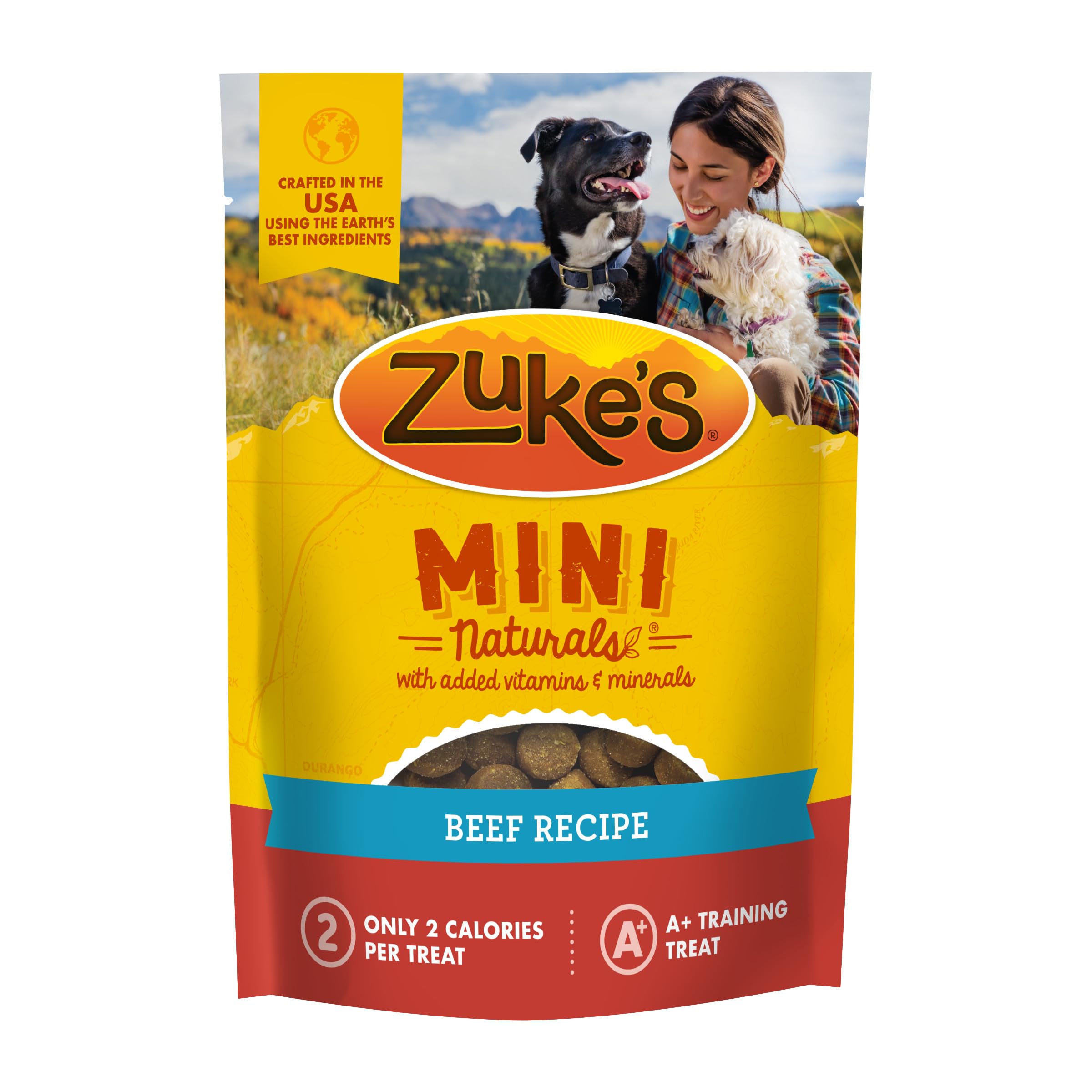Zuke's Mini Naturals ternera receta, recompensa suave para entrenamiento.
