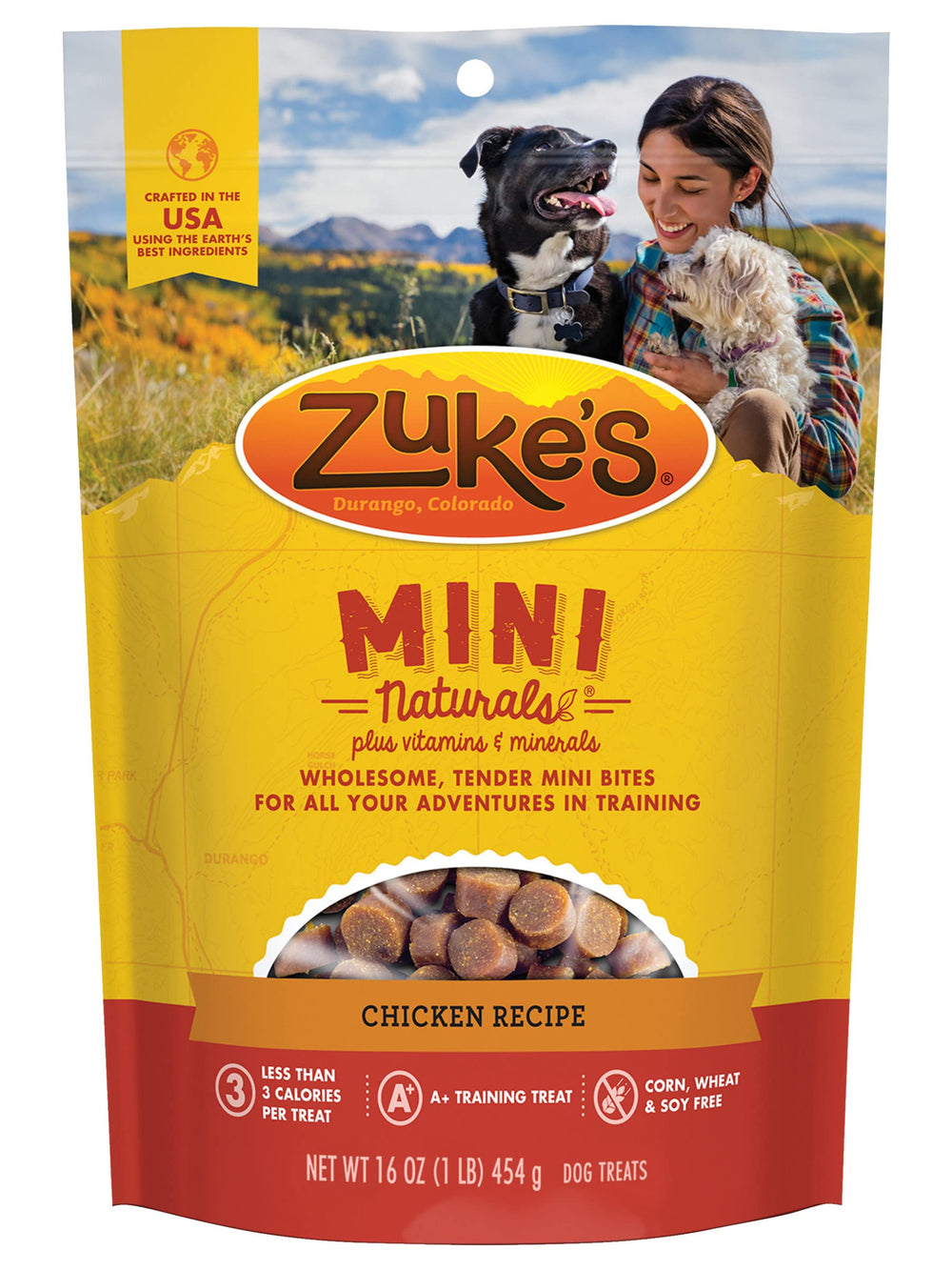 Zuke's Mini Naturals, textura suave, ideal para recompensas durante el entrenamiento