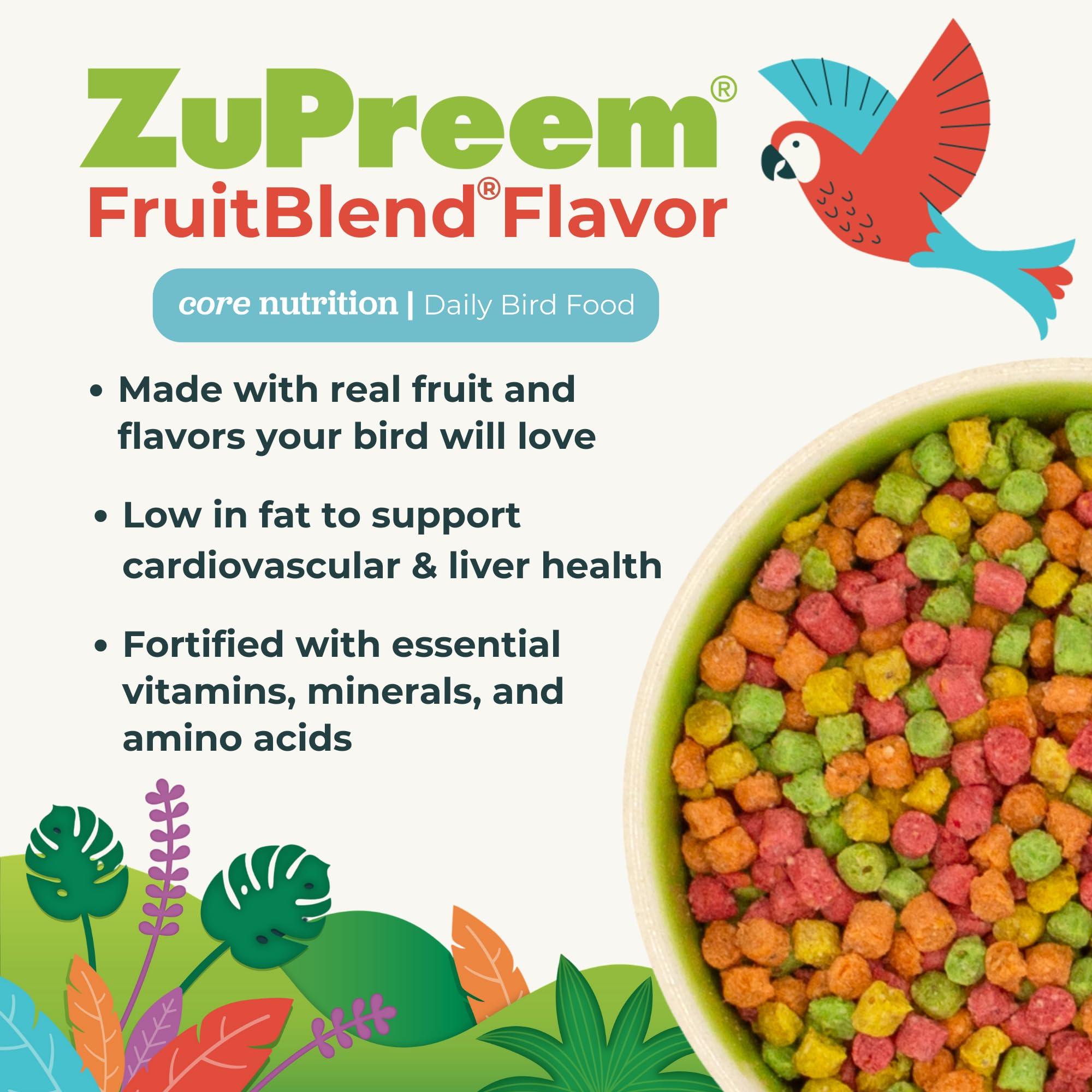 ZuPreem FruitBlend nutricion-equilibrada para pico y plumaje saludables
