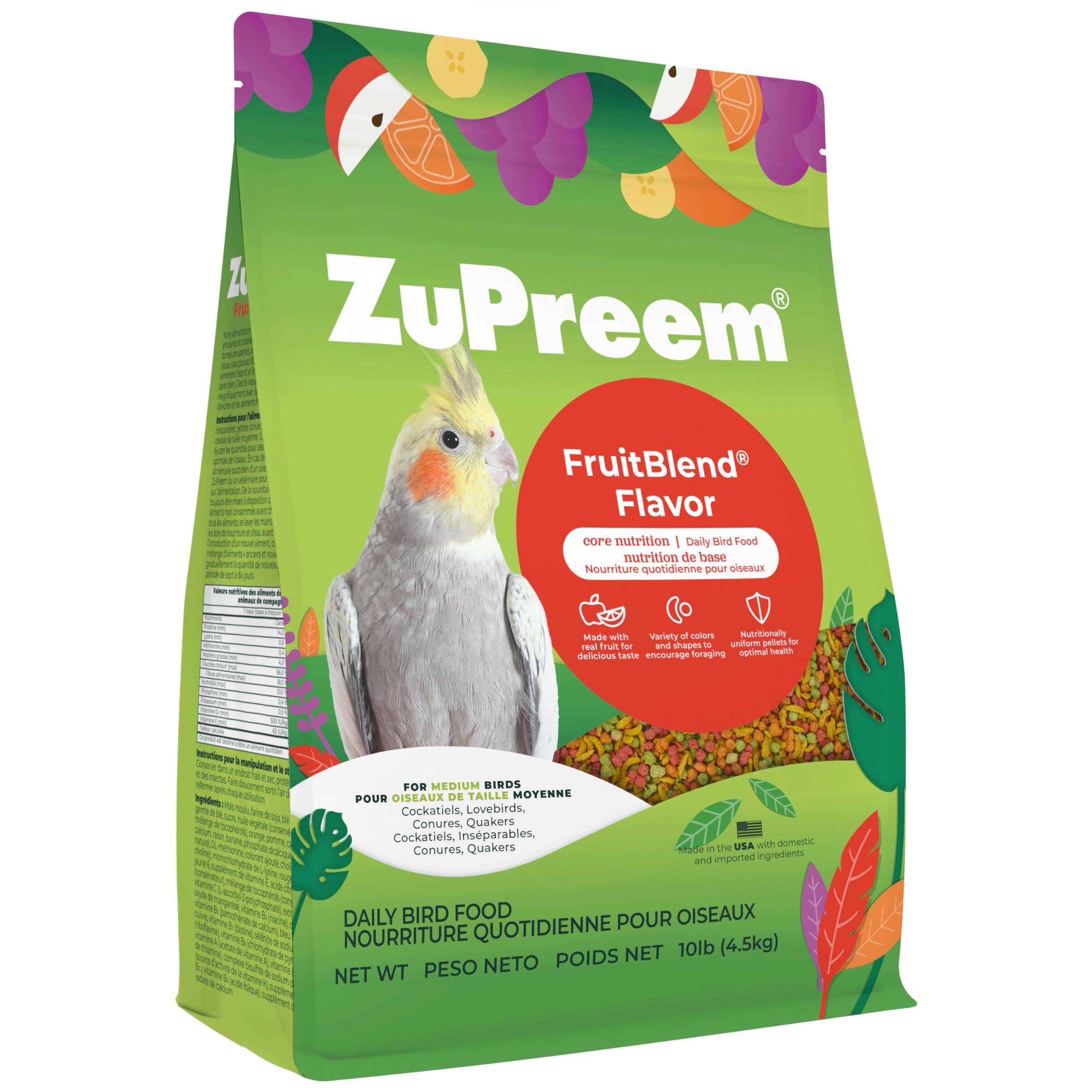 ZuPreem FruitBlend: pellets de fruta coloridos para aves medianas, favorecen el enriquecimiento diario