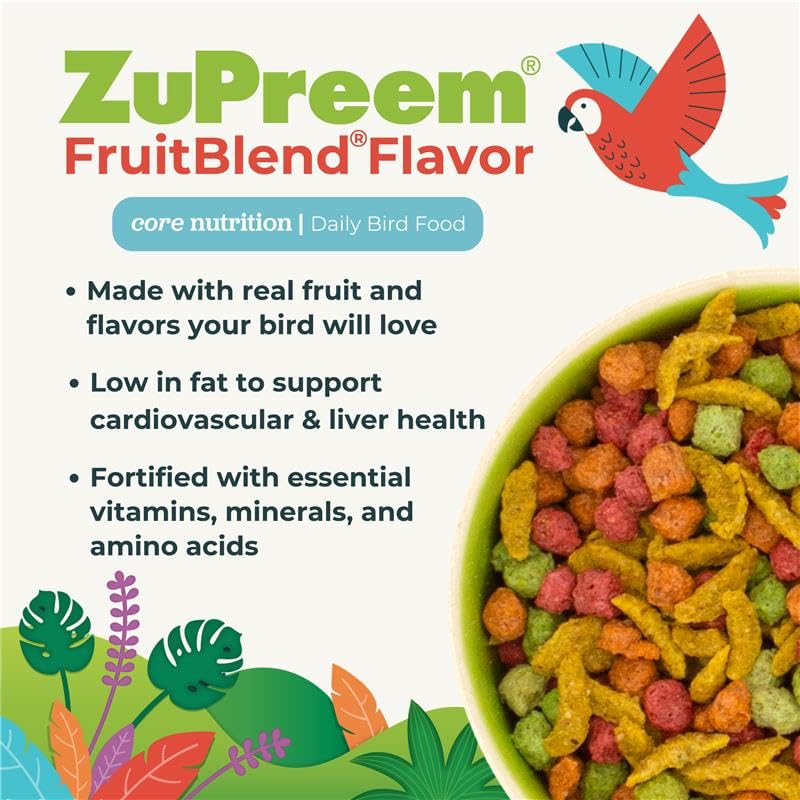 ZuPreem FruitBlend: pellets de tamaño adecuado para el pico y la alimentación diaria