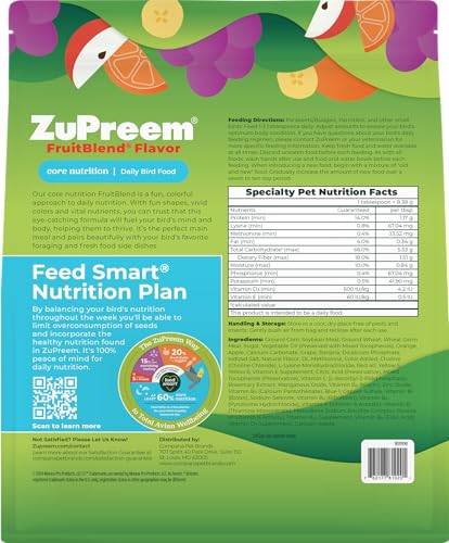 ZuPreem FruitBlend sabor-fruta-natural para mantener energía y curiosidad
