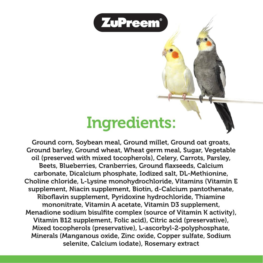 ZuPreem Natural facilita la transición a una dieta completa para aves.