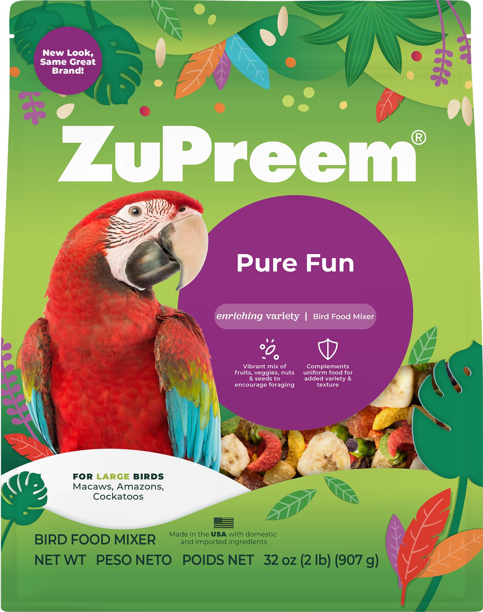 ZuPreem Pure Fun pellets de fruta, opción sabrosa para guacamayos