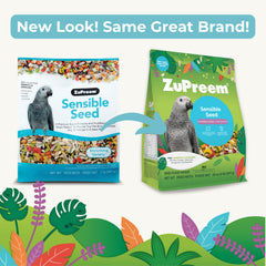 ZuPreem Sensible Seed plato con pellets de fruta para alimentar al ave.
