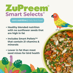 ZuPreem Smart Selects, nutrición esencial para aves pequeñas.