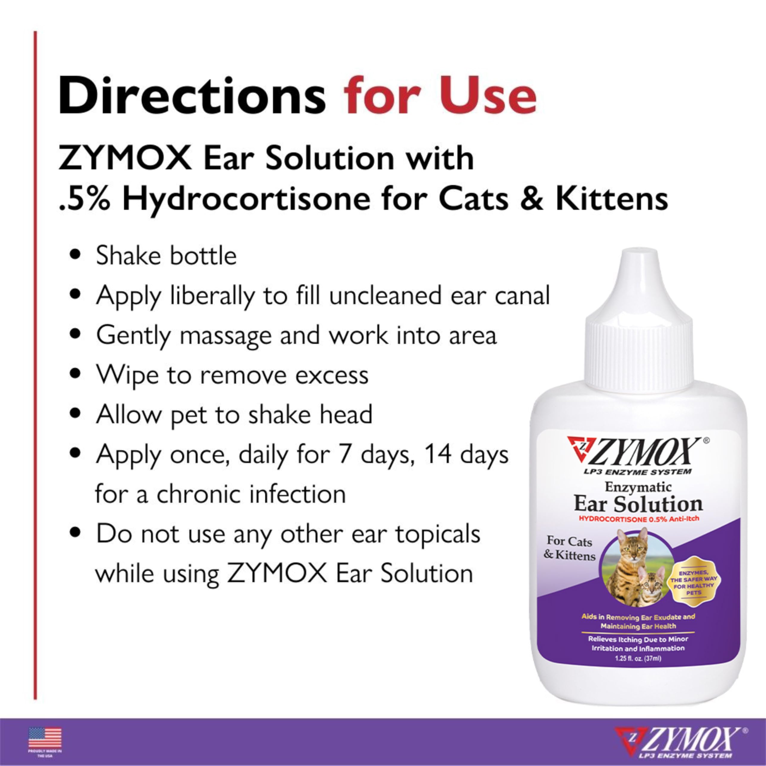 Cerumen y suciedad en oreja de gato, solución Zymox ayuda a limpiar